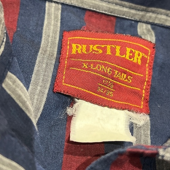 Western Mens Cowboy Striped Pearl Snap Rancher Rustler Long Sleeve Shirt - Picture 5 of 5